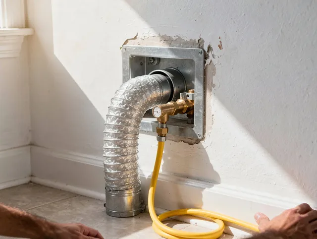 Pineville Dryer Vent Cleaning certified technician performing specialized gas dryer vent cleaning in Pineville
